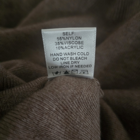 Lalavon Puff Statement Sleeve Sweater Brown Fall Chic Knit Top New Size Small - Picture 5 of 5